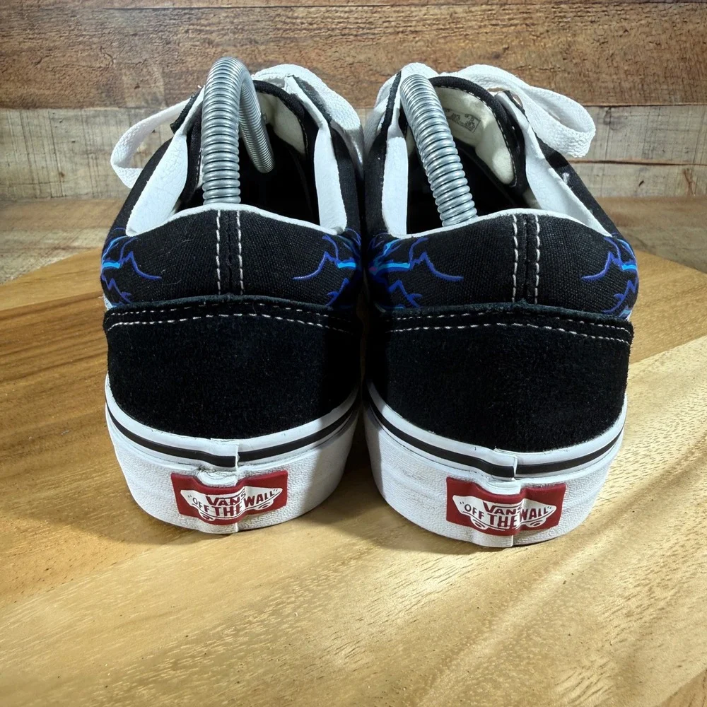 Vans Sneakers Men 8 Women 9.5 Black Lightning Suede Canvas Skate Shoes 751505